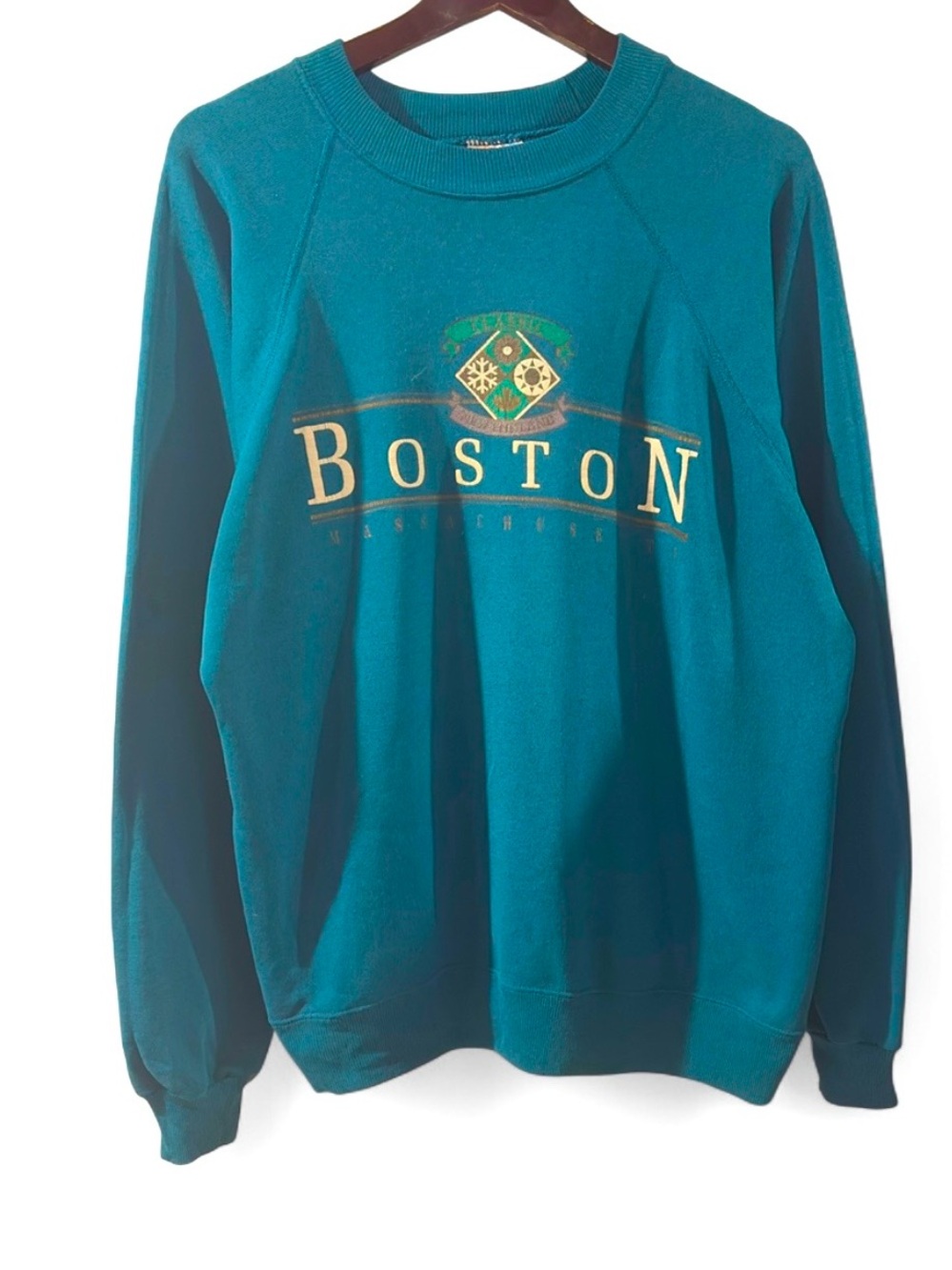 Vintage Boston, MA Four Seasons Teal Crewneck Sweatshirt Size XL